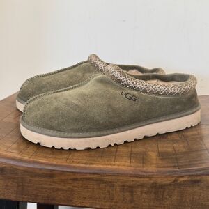 UGG Tasman Slippers Women’s 9 Olive Green Suede Shearling Lined Slip On
